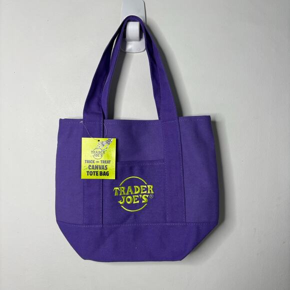 LOT 2x — Trader Joe’s Canvas MINI Tote Bag — Halloween Trick or Treat Multicolor - Picture 7 of 12